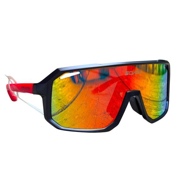 New SCVEN Cat. 3 Mirrored Sport Sunglasses Black Frame - Picture 1 of 8